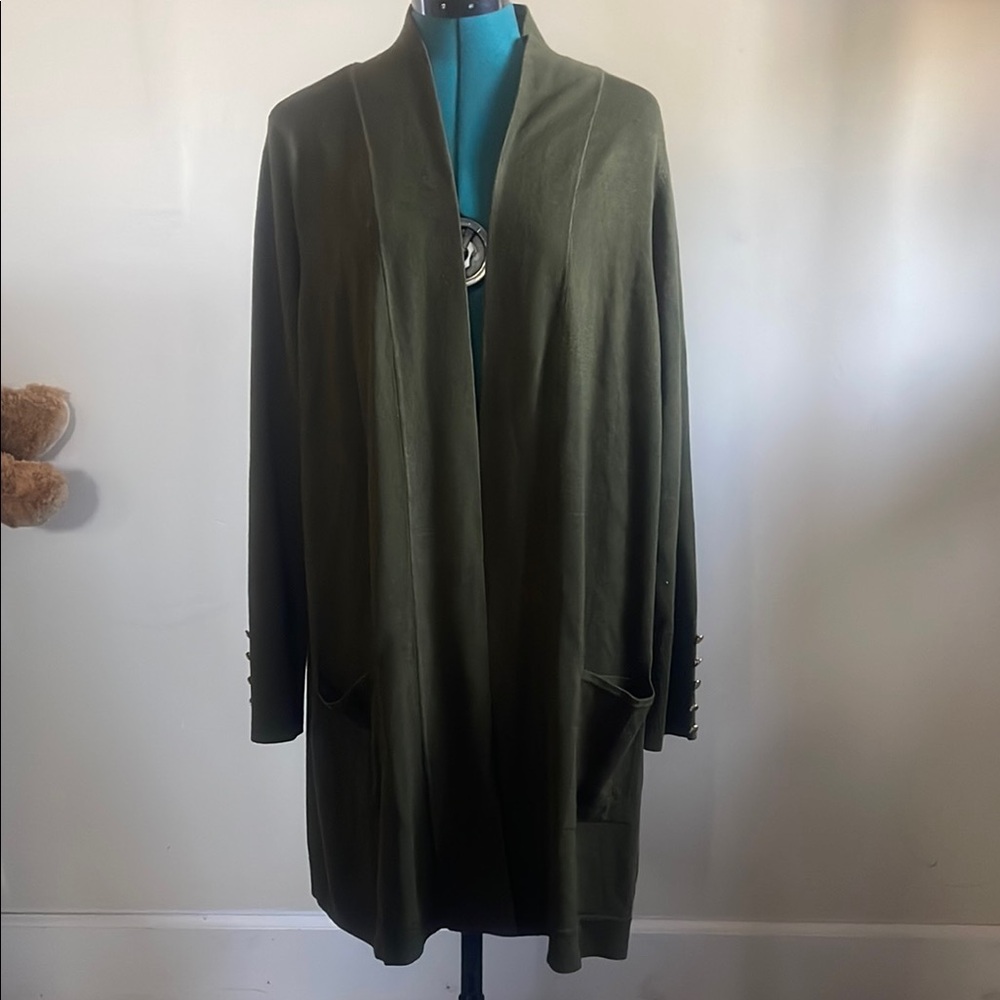 JM Collection Olive Green Cardigan